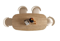 Table à manger ovale en bois de frêne crème, style minimaliste nordique, forme allongée, taille personnalisable, mobilier de salle à manger pour la maison et l'hôtellerie/villa