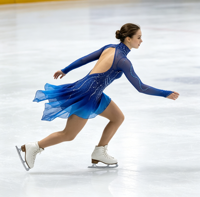 Robe de patinage artistique bleu royal ornée de strass, col montant, dos ouvert, manches longues, en maille, pour compétition et spectacle sur glace, pour adultes et enfants