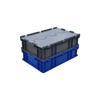 Caisse de stockage logistique empilable en plastique écologique à prix d'usine, caisse en plastique réutilisable à couvercle rabattable, couleur personnalisée, recyclable