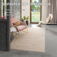 Tapis moderne crème ombré en fausse fourrure de cachemire épaisse, résistant aux taches, 6x9, ultra doux, antidérapant et lavable pour salon