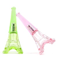 Botol Parfum Menara Besi Warna-warni Transparan Kosong 30ml Botol Kaca Isi Ulang dengan Semprotan dan Tutup Ulir CN