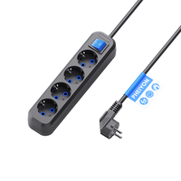 PHEIYON Multiprise murale européenne 4 prises avec interrupteur principal 16A 3680W, prise Schuko, pour bureau, salon, hôpital