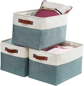 Foldable Storage Bin Collapsible Sturdy Cationic Fabric Cube Storage Basket with Handles for Shelf Nursery Home
