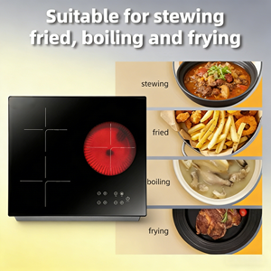 Table de cuisson à induction et cuisinière infrarouge à trois zones pour la maison avec brûleurs de 1200W+1800W+2200W, cuisson simultanée sur trois zones - Product Image 6