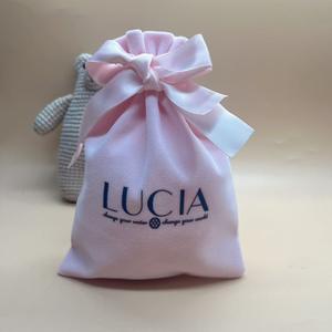 Sacs de luxe personnalisés en velours blanc et daim avec ruban rose, échantillon <span class=keywords><strong>gratuit</strong></span> pour emballage <span class=keywords><strong>cadeau</strong></span> et bonbons - Product Image 5