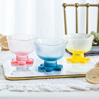 8oz vidrio esmerilado flor Parfait Trifle Bowl helado Sundae vasos con patas tazas de postre