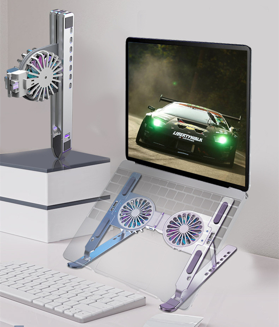 Soporte De Aluminio Giratorio Para Laptop Usb-c Laptop Stand with Cooling Fan