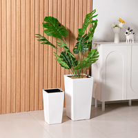 Jardinière carrée haute traditionnelle blanche grande taille en plastique auto-arrosante pour arbres, herbes et plantes – Meilleure vente
