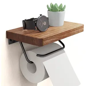 Kreatif aksesori kamar mandi walnut toilet pemegang kertas toilet rak penyimpanan kamar mandi dinding dipasang tempat tisu