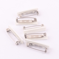 Épingle de sécurité en plastique de 25 mm pour badge nominatif, forme barre, avec attache métallique simple pour broche de revers et accessoires de fabrication de bijoux