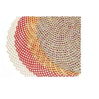 Napperon de Table Rond Moderne Doré en PVC, Tapis de Table Tressé en Forme de Feuille Adapté aux Cuisines, Mariages et Usage Commercial pour la Restauration