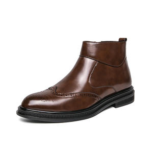 Chaussures montantes pour hommes avec empeigne en cuir véritable et semelle en caoutchouc antidérapante, idéales pour les affaires et les vacances - Product Image 2