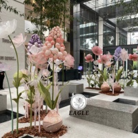 K-1 Fleurs artificielles géantes de haute qualité pour mariage, mélange de pavots et de roses, pour la construction de magasins