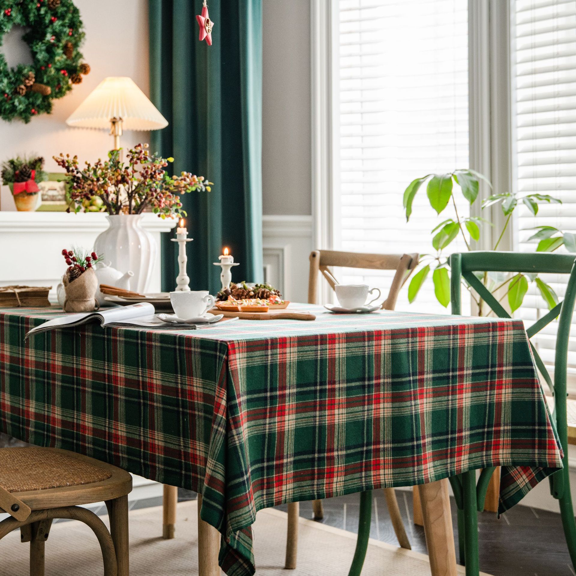 Plaid vert sans dentelle