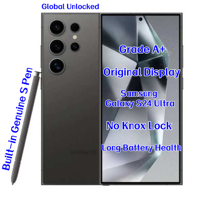 Wholesale Unlocked galaxy S24 ultra 5G Smartphone LTE Global Version Octa Core 120Hz AMOLED 200MP Cam Dual SIM French/Spanish