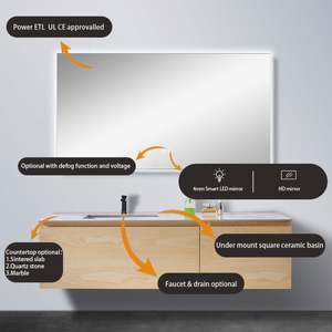 Hot Sell <b>Bathroom</b> Vanity LED <b>Mirror</b> Lighting Washbasin <b>Cabinet</b> Set <b>Cabinet</b> Sink <b>With</b> Sink Hotel Vanity Bath Furniture - Product Image 3