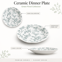 Assiette creuse en céramique de 8 pouces, motif floral champêtre français, bord festonné, bol à soupe en porcelaine, vaisselle pour la maison et la restauration, vente en gros