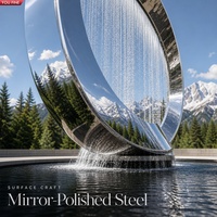YOUFINE Fontaine sculpturale en acier inoxydable poli miroir, moderne et abstraite, pour l'extérieur, idéale pour les places publiques et les monuments de parcs