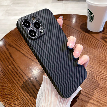Luxury Carbon Fiber Texture Cell Phone Cover Aramid Fiber Mobile Phone Case for Iphone 16 15 13 12