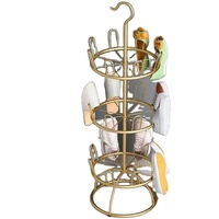 Rak Pengering Sepatu Logam Tiga Lapis Bongkar Pasang & Dapat Diputar, untuk Balkon & Ruang Tamu, Tempat Pengering Sepatu & Sandal