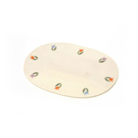 Set de table ovale en PP tissé, broderie tulipe, style zen asiatique, recyclable, résistant à la chaleur, écologique, épaisseur 1 mm, pour salle à manger et cuisine