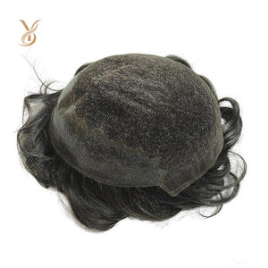 شعر مستعار رجالي 8×10 من الشعر الهندي الريمي مربوط يدويًا على قاعدة دانتيل سويسري بلون 1B موجات طبيعية شعر بكر بسعر الجملة - Product Image 3