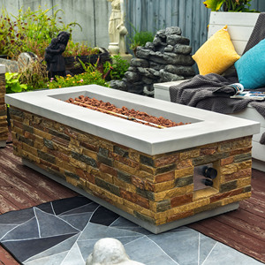 Modern Free Style Propane Gas <b>Fire</b> <b>Table</b> Outdoor <b>Fire</b> <b>Pit</b> with Corten Steel Construction 50000BTU Heating for Garden & Party Use - Product Image 3