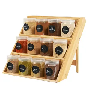 countertop hand made wooden spices holder 3 tiers bamboo spice rack organizer