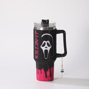 <span class=keywords><strong>Taza</strong></span> de regalo con cara de <span class=keywords><strong>calabaza</strong></span> para fiesta de Halloween, vaso enfriador de hielo montado en coche con diamantes de acero inoxidable de gran capacidad de 40oz, disponible para - Product Image 2
