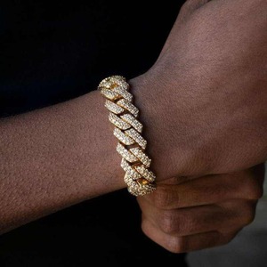 Trendy Iced Out <b>Silver</b> Rhodium Plated Cuban Link <b>Bracelet</b> for <b>Men</b> Luxury Diamond Look Unisex Hip Hop <b>Bracelet</b> Jewelry - Product Image 4
