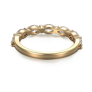 Bague d'éternité en or jaune 14k 18k massif véritable avec bande de diamants de laboratoire taille marquise, unisexe, personnalisable, pour couple, bague de mariage - Product Image 3