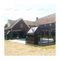 Fenêtre de toit rétractable modulaire motorisée en verre trempé transparent isolant, abri pour spa, couverture pour piscine
