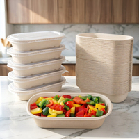 Boîte alimentaire rectangulaire en bagasse de canne à sucre écologique et compostable pour la restauration verte et l'emballage de salades