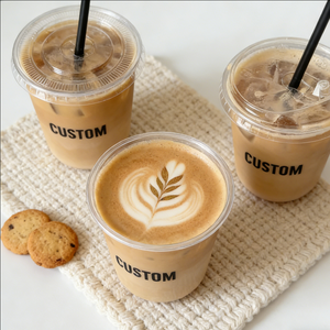 Vasos Desechables de Plástico para Café con Tapa y Logotipo, Vasos Transparentes para Postre de 10 oz para Café - Product Image 2