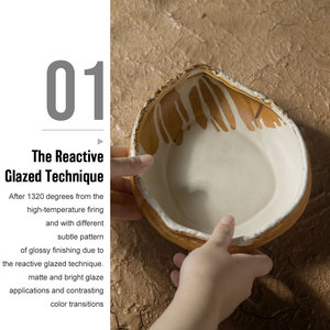 Cuencos para servir ensaladas de porcelana al por mayor de fábrica, cuenco de sopa de cerámica de forma Irregular ecológico japonés para restaurante - Product Image 3