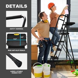 Household <b>Folding</b> Telescopic A Frame Ladder With Handrail Multi-Function <b>Step</b> <b>Stool</b> Climbing Ladder Storage Stand - Product Image 5