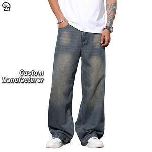 مخصص للرجال فضفاضة الساق واسعة الجينز السراويل أزياء الهيب هوب فضفاض خمر الجينز ملابس الشارع للرجال - Product Image 1