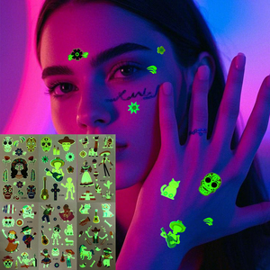 Tatouages temporaires phosphorescents en gros pour le Jour des Morts, autocollants corporels personnalisés imperméables à l'eau pour Halloween et les soirées Rave - Product Image 3