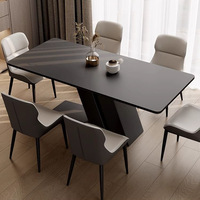 Ensemble de chaises de table à manger de luxe léger de style italien pierre frittée moderne de style vintage haut de gamme à usage domestique minimaliste