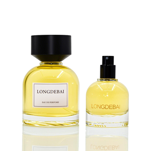 Nouvelle arrivée, flacon de parfum rond élégant vide, 30 ml, 50 ml, 100 ml, flacon de parfum en verre avec base gaufrée et bouchon conique noir - Product Image 1