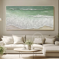 Peinture acrylique abstraite purement artisanale, paysage marin, toile décorative pour fond de canapé de salon, série de couleurs Morandi, peinture Dafen RH