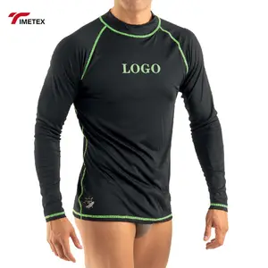 Oem Aangepaste Logo 100% Polyester Quick Dry Stof Upf 50 Effen Kleur Tops Mannen Rash Guard