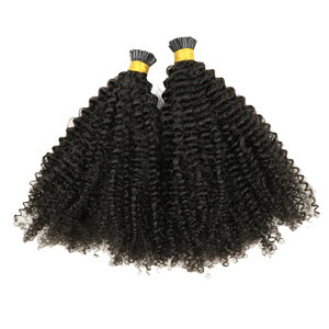 I Tip Hair Extensions Russian Micro Links Itip Hair Extensions colore naturale 100% <span class=keywords><strong>veri</strong></span> <span class=keywords><strong>capelli</strong></span> umani crespi ricci 1 pezzo - Product Image 3