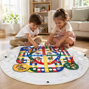 Tapete de Picnic 2 en 1 para Juego de <span class=keywords><strong>Ludo</strong></span>, Tapete de Juego de Ajedrez Volador Portátil con Cordón de Almacenamiento, Manta de Viaje para Exteriores - Product Image 4