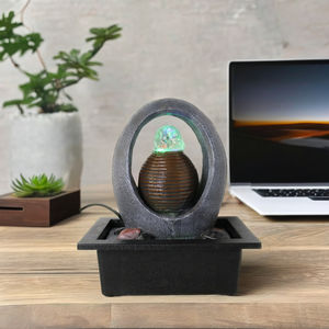 Fontaine d'eau intérieure miniature USB rocaille bassin pendentif d'eau avec fleur transportant bonsaï Sculpture résine décoration <span class=keywords><strong>de</strong></span> la maison - Product Image 1