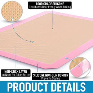 大型ピンクノンスティックシリコーンベーキングマットカスタムサイズ耐熱性と食品安全用オーブンスクエア形状-ベーキング & ペストリーツール - Product Image 2