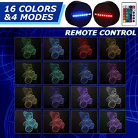 Lampe de nuit LED 3D avec base, 4 modes, base de lampe de nuit LED en acrylique, réglable, 16 couleurs avec télécommande