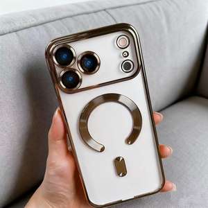 Compatible with for iPhone 16 electroplated phone case for iPhone 17 Pro Max trendy 15 plus magnetic shockproof protective case - Product Image 4