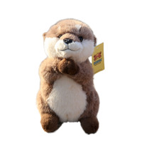 Doll Tribe Blessing Otter Adorable Peluche courte réaliste, apaisante pour les jeunes, cadeau d'anniversaire, en coton PP, avec sac en filet