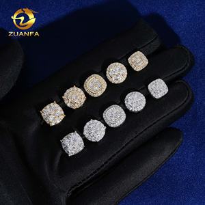 <span class=keywords><strong>Boucles</strong></span> <span class=keywords><strong>d</strong></span>'<span class=keywords><strong>oreilles</strong></span> clous en <span class=keywords><strong>argent</strong></span> <span class=keywords><strong>925</strong></span> avec diamants Moissanite VVS certifiés GRA, style Hip Hop, en stock local aux États-Unis - Product Image 5